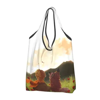 Многоразовые сумки для покупок The Little Prince Art для продуктов, складные сумки для продуктов Fox Rose Classic Fairy Tale, большие сумки-тоут