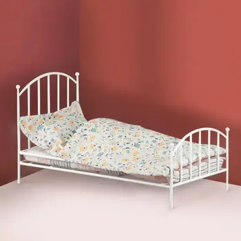 Мини-Металлическая кровать для кукольного домика, Новая Кукольная мебель, кровать на запястье, Реалистичная кровать 1: 12, Аксессуары для комнаты в кукольном домике, Винтажная Миниатюрная кровать