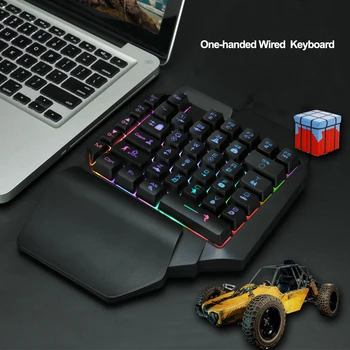 Механическая игровая клавиатура с 39 клавишами, цветная RGB Проводная мышь USB, эргономичная подсветка клавиатуры для геймеров С подставкой для рук