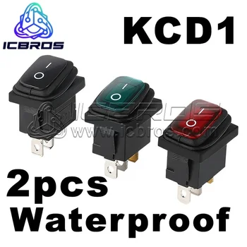 2 шт./лот, серебристый контактный водонепроницаемый блок питания лодочного типа KCD1 с подсветкой, 3-контактный 2-ступенчатый кулисный переключатель