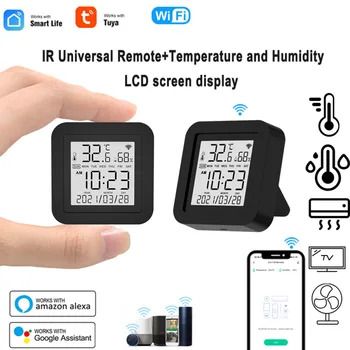 Tuya Smart Life WIFI Датчик температуры Влажности и ИК-пульт дистанционного управления Умный дом ЖК-дисплей с термометром
