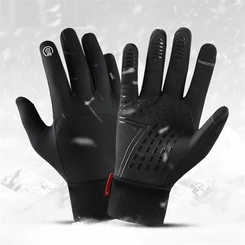 Осенне-зимние мужские Женские перчатки, водонепроницаемые мотоциклетные перчатки с защитой от холода, спортивные перчатки для занятий спортом на открытом воздухе, теплые лыжные перчатки для бега из теплого флиса