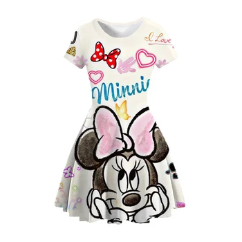 Летнее платье для девочек, новая мода, Дисней, Минни, Микки Маус, милое платье принцессы для малышей, детская одежда для девочек