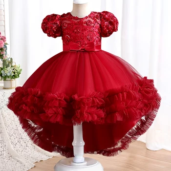 Детское вечернее платье 3-10 лет на день рождения пушистое газовое платье принцессы для девочек детское платье для рождественской вечеринки детская одежда