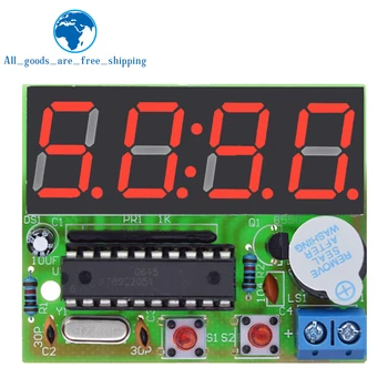 TZT AT89C2051 Цифровые 4-битные электронные часы Набор для электронного производства DIY Kit Обучающий комплект для Arduino