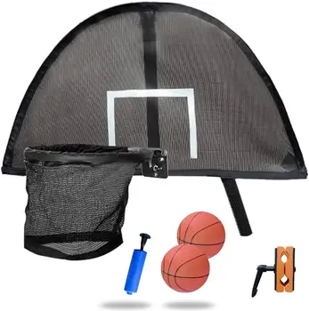 Баскетбольное кольцо на батуте JumpTastic, легкая доска с мини-баскетболом из 2 предметов и насосом, легко монтируется, подходит для изогнутой формы P