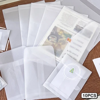 10шт Бумажных полупрозрачных конвертов из сернокислотной бумаги для открыток 