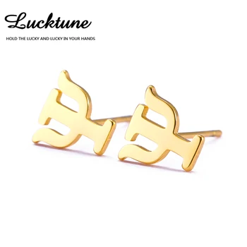 Серьги-гвоздики с греческими буквами Lucktune Mini PSI из нержавеющей стали, серьги-пирсинг с символом психологии для женщин, готический ювелирный подарок