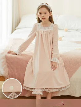 Зимнее детское платье в стиле Лолиты для девочек, пижамы принцессы, винтажные ночные рубашки с отложным воротником. детский костюм в викторианском стиле