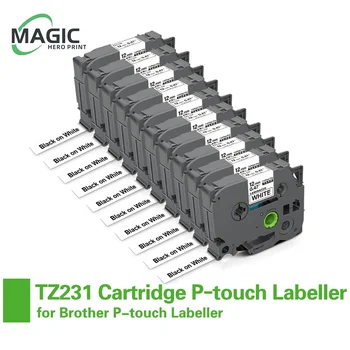 10 шт. Совместимый для Brother TZe-White-Tape 231 S231 FX231 FX221 FX211 Label tz231 Кассета 6/9/12 мм для Brother P-touch Labeller