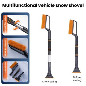 Эффективный инструмент для соскабливания льда Автомобильная щетка для снега с выдвижной длинной ручкой, скребок для льда со съемной губкой Eva, высокий для зимы захват