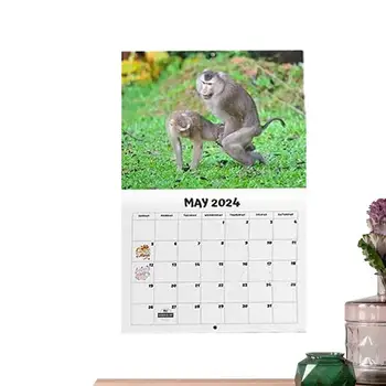 Настенный календарь на 2024 год, Календарь с милым жирафом, настенный планировщик, Забавная Бумажная новинка, Ежегодный подарок, Ежемесячный планировщик для дома, хостела, отеля