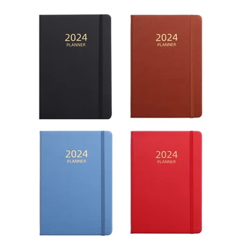 Английский планировщик расписания на 2024 год A5, эластичная лента, ремешок для ноутбука, записная книжка