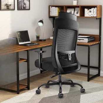 Эргономичные стулья для компьютерного стола - Сетчатые стулья для домашнего офиса с поясничной поддержкой и 3D регулируемыми подлокотниками, мобильное кресло