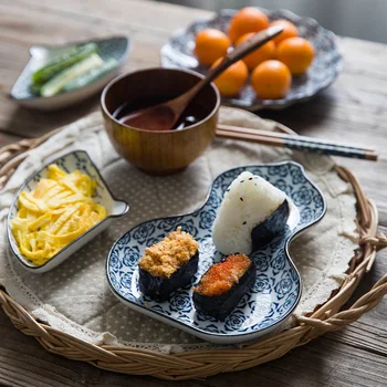 Набор бело-голубой фарфоровой посуды LingAo современная домохозяйка керамическая миска для суши с ручной росписью эмалированная японская посуда