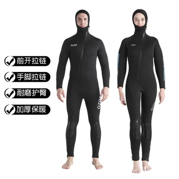 5 мм водолазный костюм, мужской цельный со шляпой, утолщенный теплый водолазный костюм, зимний купальник, костюм для серфинга, костюм для подводного плавания