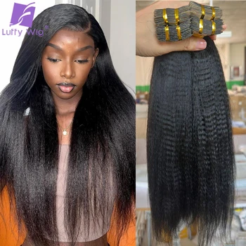 Прямая лента Yaki для Наращивания Человеческих Волос для Чернокожих Женщин Бразильская Уточная Лента Для Наращивания Волос Yaki 40шт 100г LUFFY