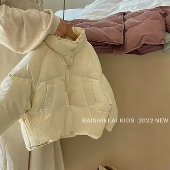 Одинаковая одежда для семьи, зимние пуховики для мамы, дочки и сына, однотонные куртки с длинными рукавами, детское теплое пальто