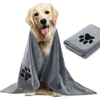 Полотенце с вышивкой для домашних животных, мягкое согревающее полотенце для собак для ванной комнаты