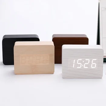 Уникальный будильник со светодиодной подсветкой, деревянные настольные часы с голосовым управлением, Цифровые Настольные часы Wood Despertador с питанием от USB / AAA