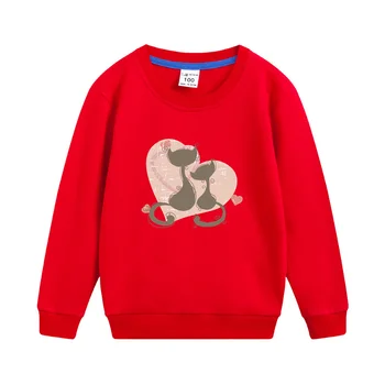 Детский пуловер с длинными рукавами Aimi Lakana, дизайнерская одежда Love Cat, Хлопковая толстовка для маленьких девочек, мультяшные платья