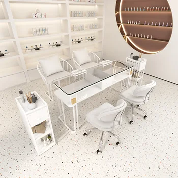Стеклянный Профессиональный маникюрный стол, Современный косметический столик, стол администратора, коммерческая мебель для маникюрного салона Tavolo Unghie CY50NT