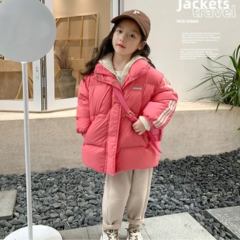 Пуховик для девочек, хлопковая верхняя одежда в полоску 2023 года выпуска, теплая утепленная зимняя лыжная одежда, Ветрозащитная детская одежда больших размеров