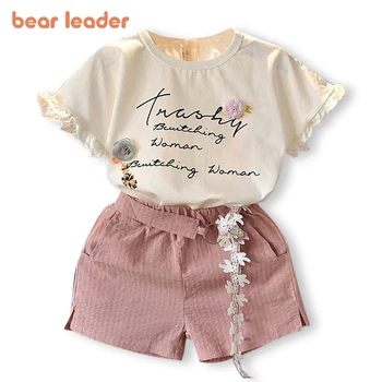 Одежда для девочек Bear Leader 2023, Новая летняя детская жилетка без рукавов и юбка, 2 предмета, детская одежда, Милый наряд, Мягкая одежда от 3 до 7 лет