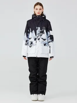 Новый лыжный костюм для женщин и мужчин, зимние уличные супер Теплые лыжные костюмы, Ветрозащитный непромокаемый костюм для сноуборда, зимняя куртка