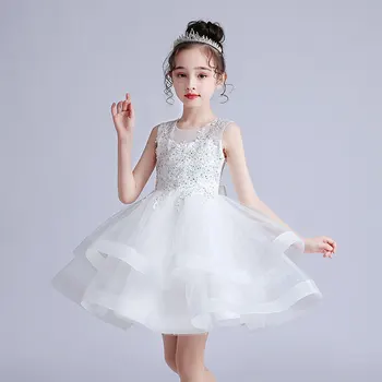 Модное балетное платье для девочек, кружевное вечернее платье без рукавов для детей, летние платья для девочек в цветочек для свадеб от 3 до 12 лет