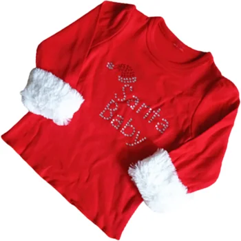 Детская футболка для маленьких девочек Рождественские топы с длинными рукавами от 12 м до 2 Т Детская одежда Санта Костюм Одежда мягкая хлопковая футболка Наряд