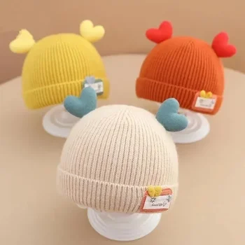 Шерстяная детская осенне-зимняя супер милая шапочка для новорожденных Шерстяная вязаная шапочка для новорожденных мальчиков и девочек
