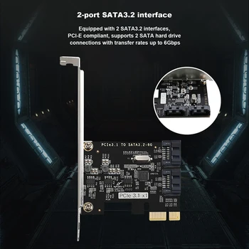 Карта адаптера PCI-E3.1-2 порта SATA3.2 6G с чипом JMB582 SATA Карта расширения жесткого диска PCI-E Riser Card