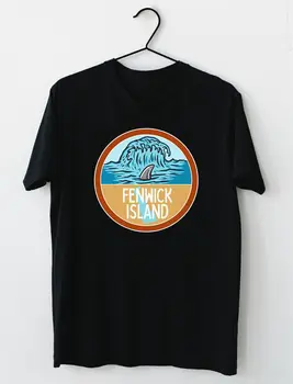 КЛАССИЧЕСКАЯ футболка с изображением волн Атлантического океана и акульих плавников на острове Фенвик, штат Делавэр.