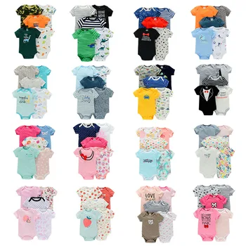 5 шт./лот, детский комбинезон для девочки, весенне-летняя одежда для новорожденных, хлопковая пижама с длинным рукавом, одежда для новорожденных мальчиков, костюм