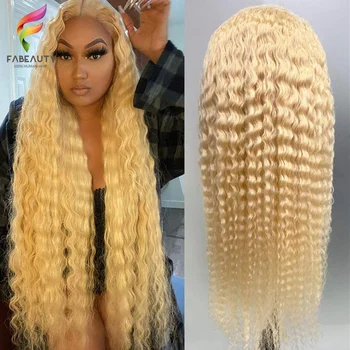 Парик с глубокими волнами на кружеве из бразильских натуральных волос 10A цвета медово-блонд с прозрачным кружевом 13x4 HD - Transparent Wigss