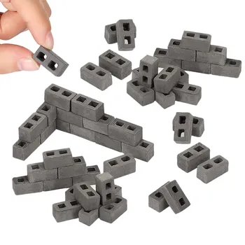 60 Упаковок Шлакоблоков в масштабе 1/12, мини-кирпичей, бетонных миниатюрных Кирпичей, крошечных аксессуаров для ландшафтного дизайна Кукольного домика.