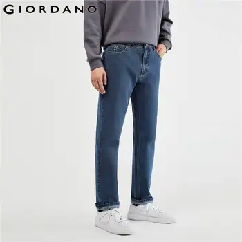 Мужские джинсы GIORDANO с буквенной вышивкой, джинсы с пятью карманами, качественная молния средней посадки, простые модные повседневные джинсовые брюки 01113069