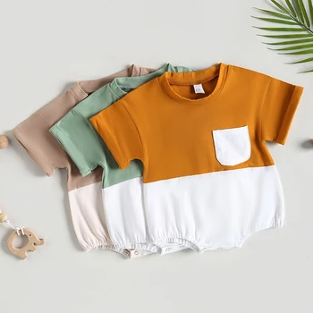 0-24 м, летняя одежда для новорожденных мальчиков и девочек, Мягкий лоскутный цветной комбинезон с карманами, Комбинезоны, комбинезоны
