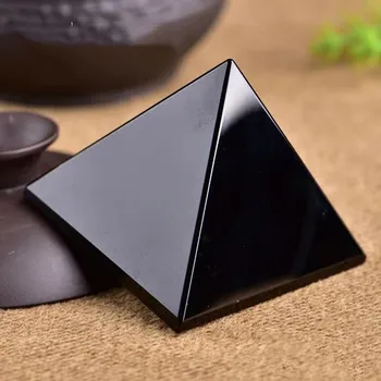 Пирамида из натурального полированного обсидиана, черный кристалл, энергетический камень Рейки, украшение для образцов