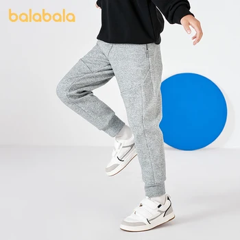 Брюки для мальчиков Balabala для малышей 2023 года, зимние спортивные штаны, брюки с принтом, флисовые теплые красивые брюки
