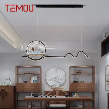 Подвесной светильник TEMOU Creative в китайском стиле LED 3 Цвета Современная Потолочная Люстра для домашнего декора столовой кабинета