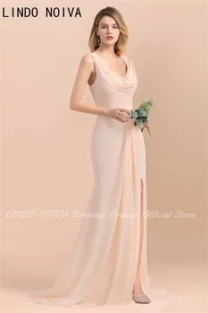 Sexy Chiffon Prom Dress Front Split V Neck Maid of Honor Wedding robe de soirée de mariage 2024 abendkleider платье на выпускной