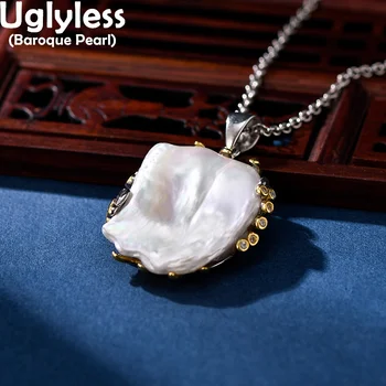Безобразные Персонализированные ожерелья из нерегулярного жемчуга в стиле барокко Для женщин Впечатляющие Специальные Органические драгоценные камни Жемчужные подвески Серебро 925 пробы