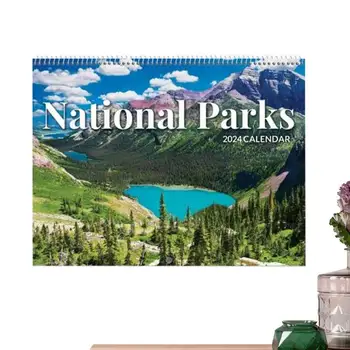 Настенный календарь национальных парков, декоративные ежемесячные настенные календари с изображениями национальных парков на 2024 год, украшения для дома и офиса
