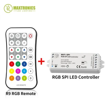 5-24 В постоянного тока RF WiFi RGB SPI Светодиодный Контроллер Типа IC Pixel Strip С управлением через приложение, WiFi-SPI + R9 RGB Пульт Дистанционного Управления Для светодиодной ленты WS2812 WS2815