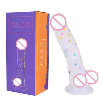 Секс-игрушки из жидкого силикона, мягкий фаллоимитатор для женщин, реалистичный фаллоимитатор с присоской, красочный артефакт женской мастурбации