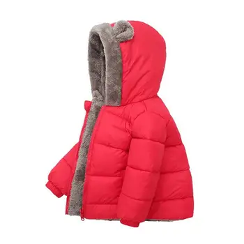 Зимнее пальто для мальчиков, мягкая плюшевая утепленная куртка для мальчика и девочки, пальто с капюшоном с ушками медведя из мультфильма, детская одежда из овечьего флиса, толстовка