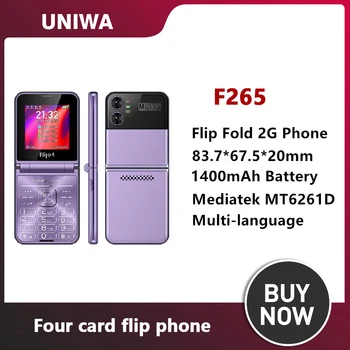UNIWA F265 Fold Flip Phone 2G Мобильный Телефон для пожилых Людей с Двумя Экранами И Одной Нано-Большой Кнопочной Батареей 1400 мАч, Английская Клавиатура
