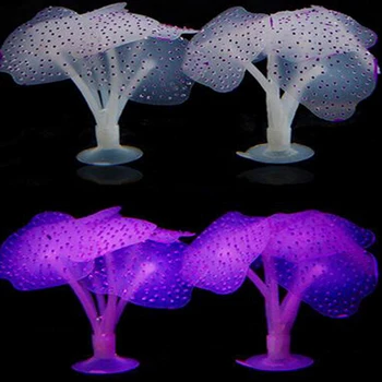5-цветной силиконовый аквариум, искусственный светящийся коралловый орнамент с присоской, ландшафтный дизайн аквариума, украшение в виде коралловых цветов